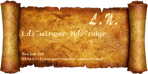 Lőwinger Nándor névjegykártya